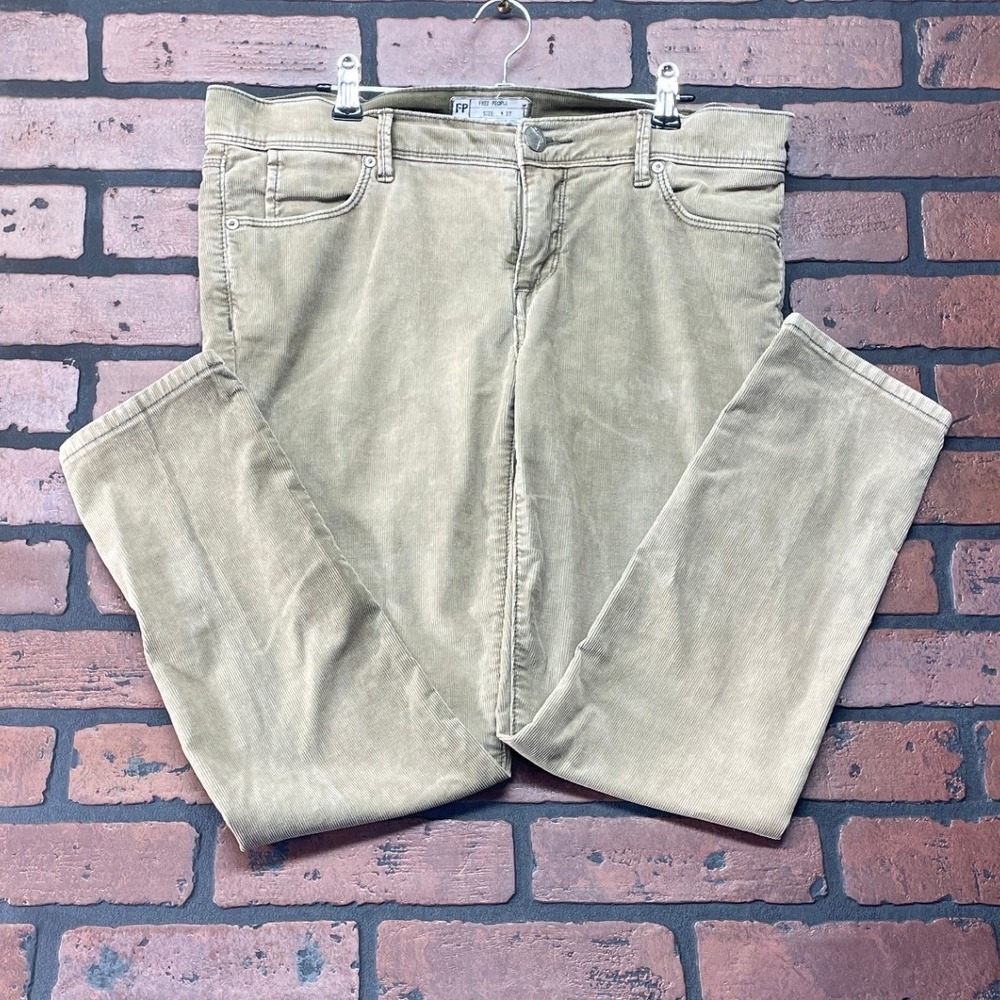 Free People Olive Green Corduroy Skinny Jeans W27 Stretch‎ Zip Fly
